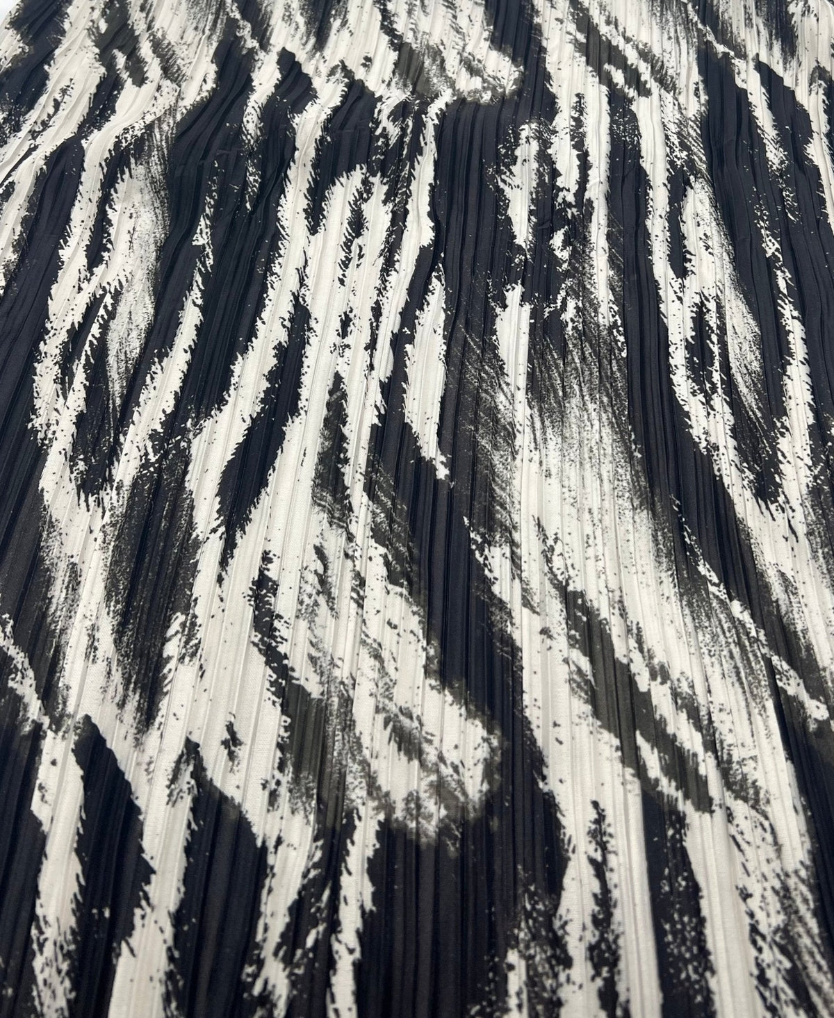 Black White Mix Plisse Pleated Stretch Fabric
