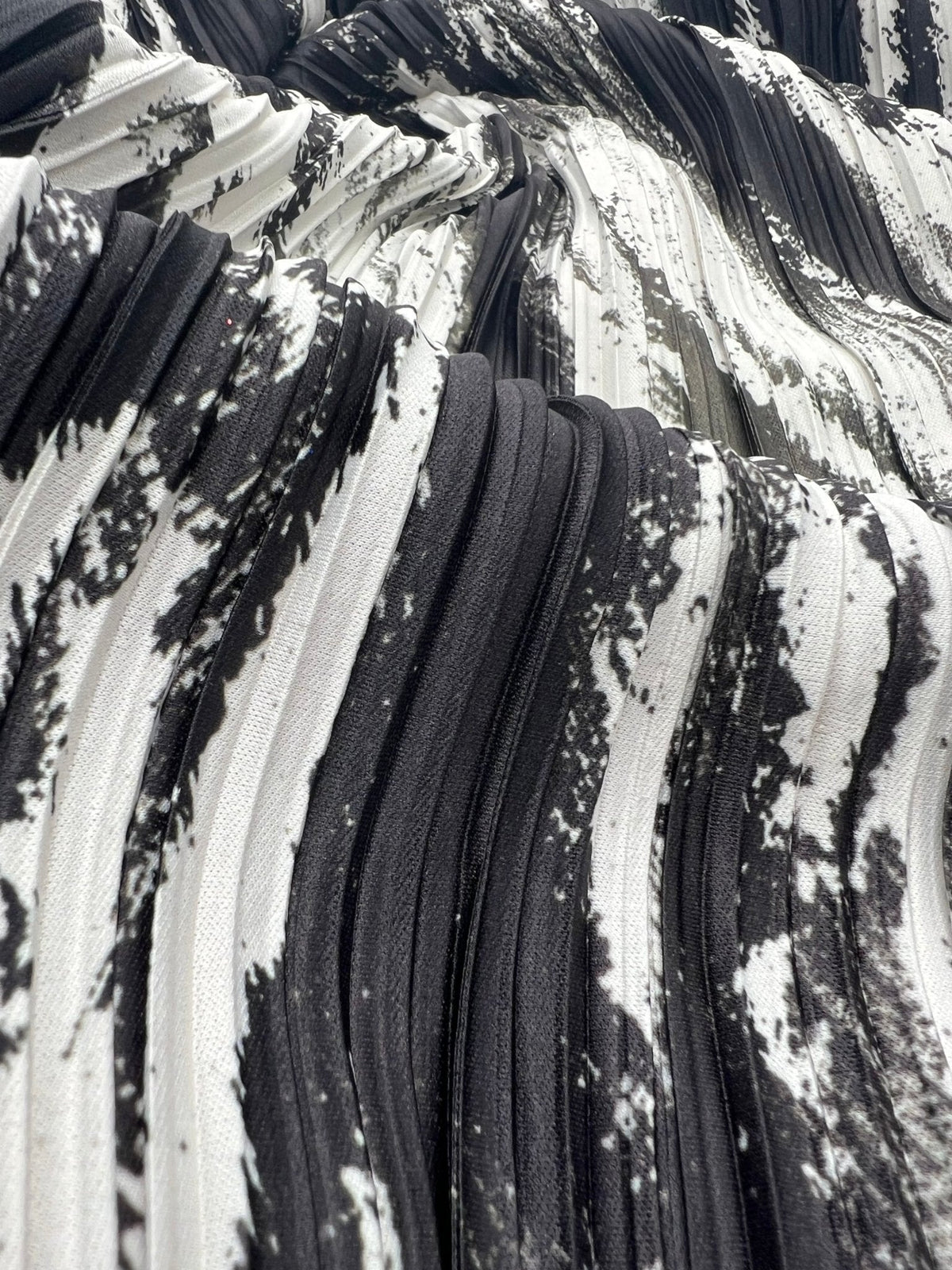 Black White Mix Plisse Pleated Stretch Fabric
