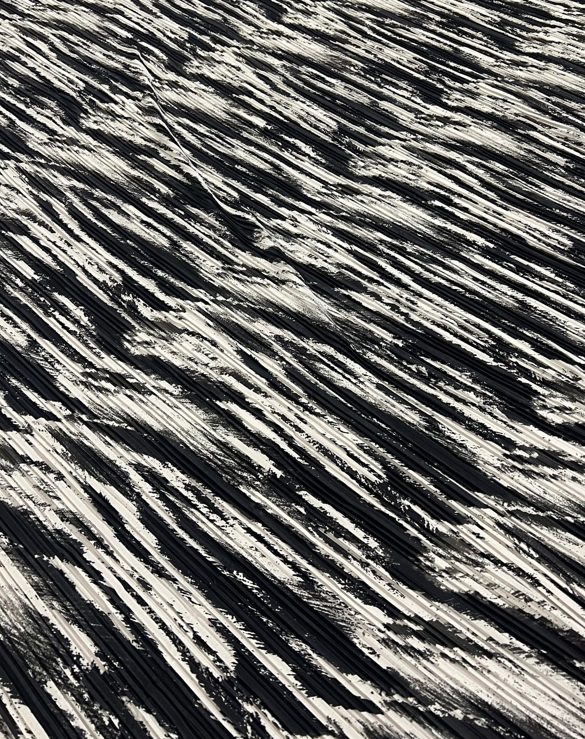 Black White Mix Plisse Pleated Stretch Fabric