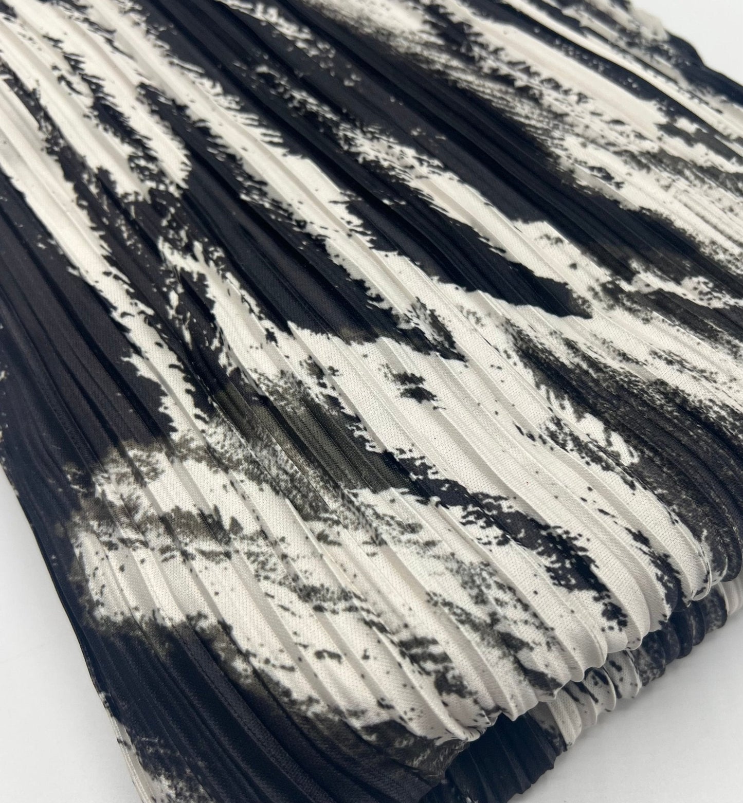 Black White Mix Plisse Pleated Stretch Fabric