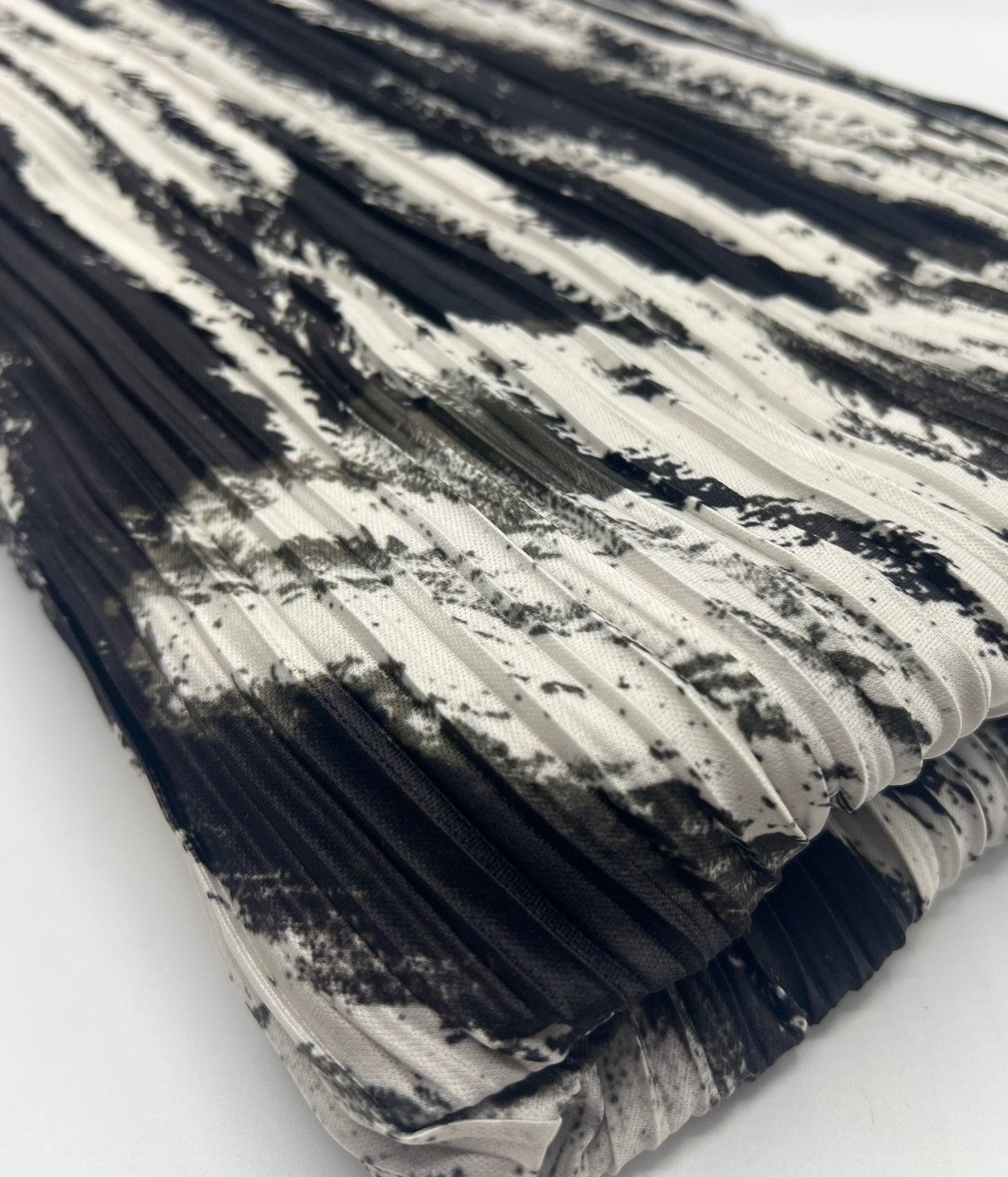 Black White Mix Plisse Pleated Stretch Fabric