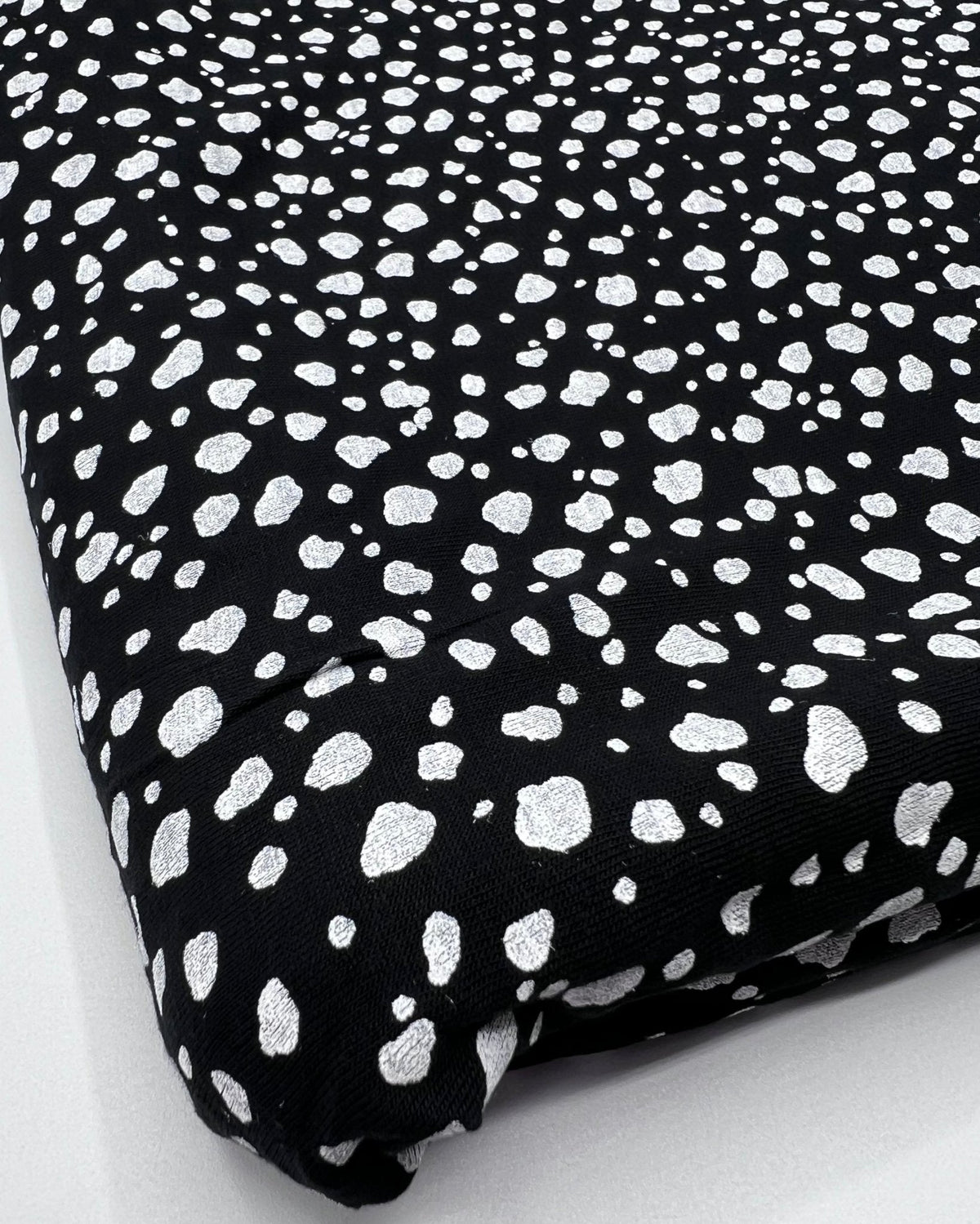 Black White Specs Print Viscose Elastane Fabric