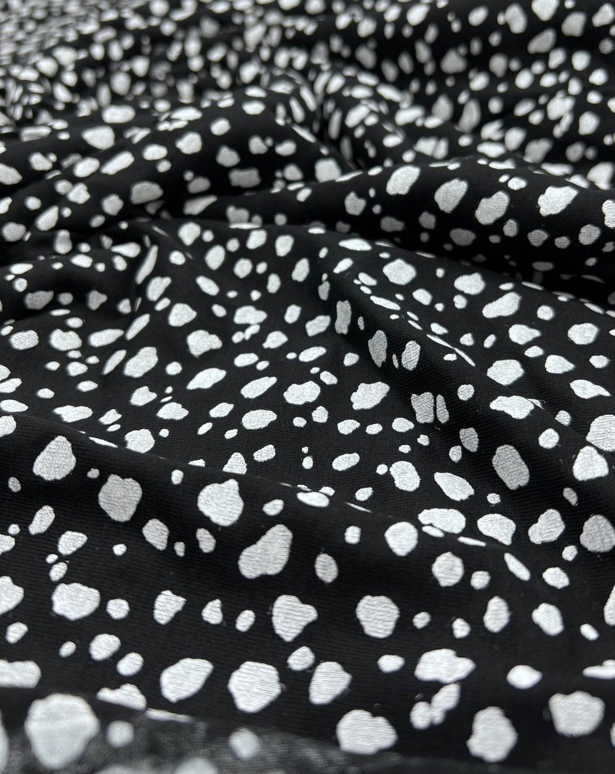Black White Specs Print Viscose Elastane Fabric