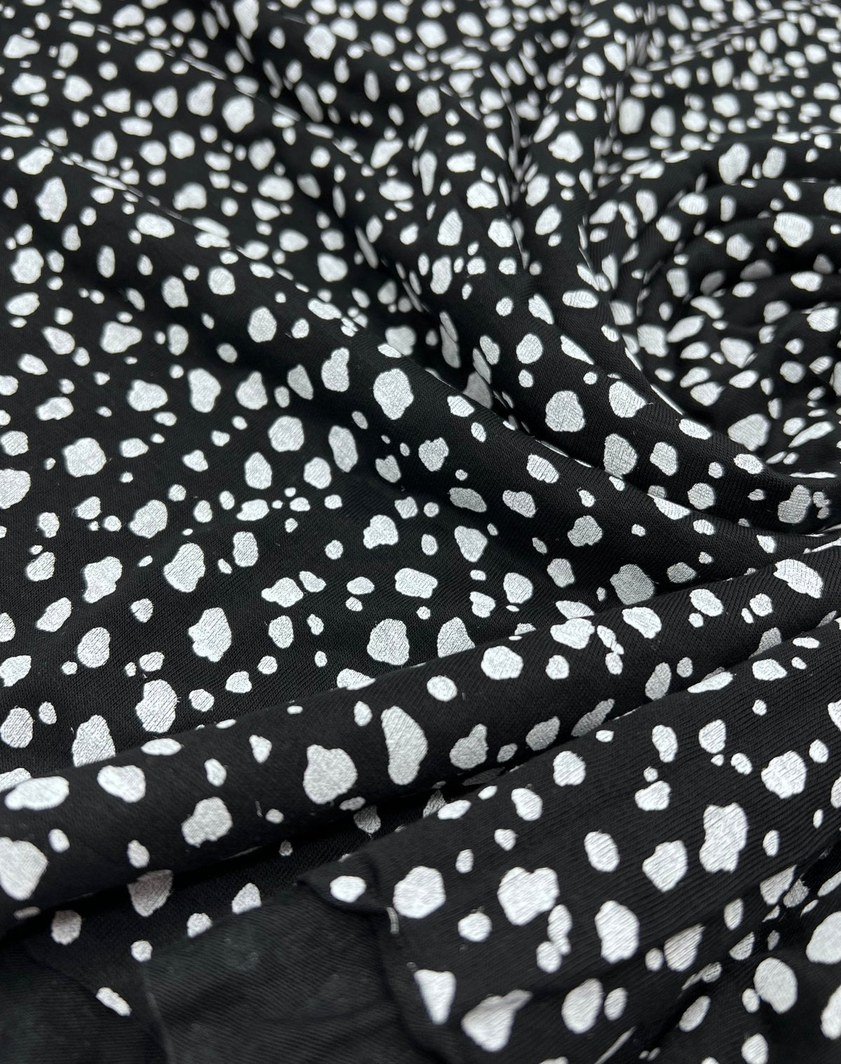 Black White Specs Print Viscose Elastane Fabric