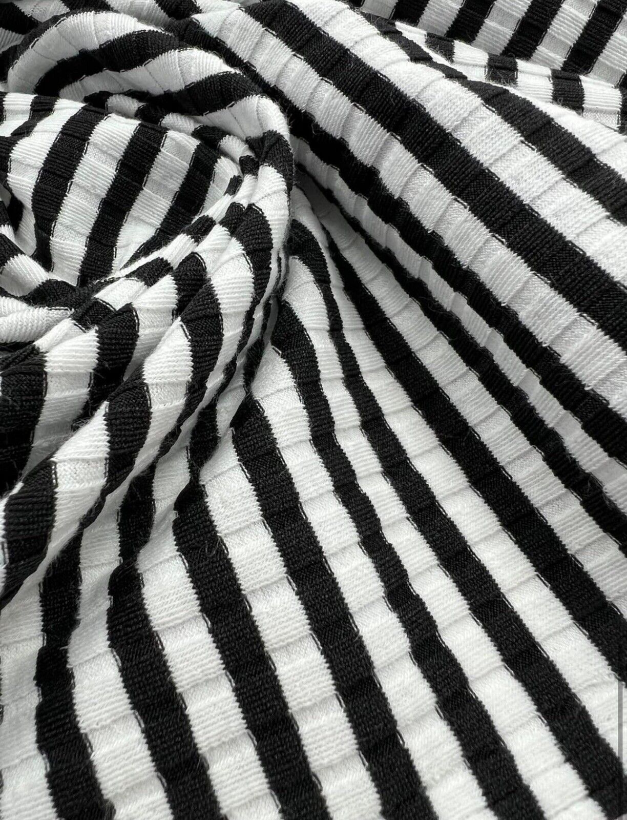 Black White Stripe 8x4 Wide Rib Stretch Fabric