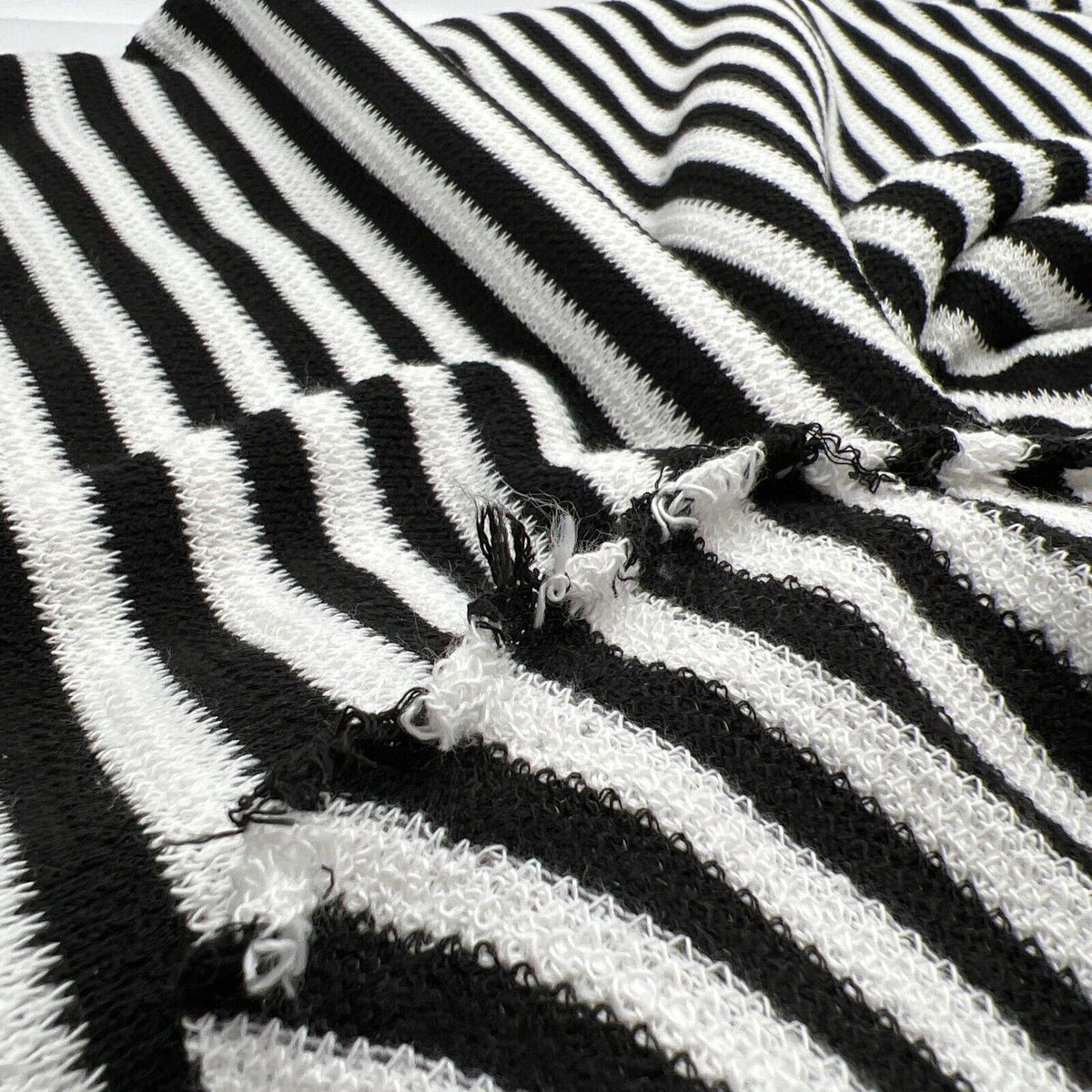 Black White Stripe Knitted Stretch Fabric