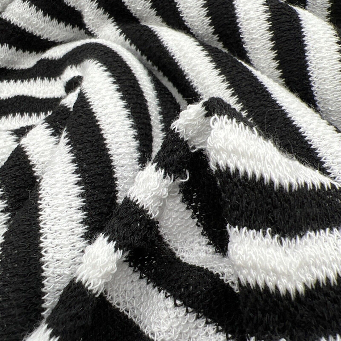 Black White Stripe Knitted Stretch Fabric