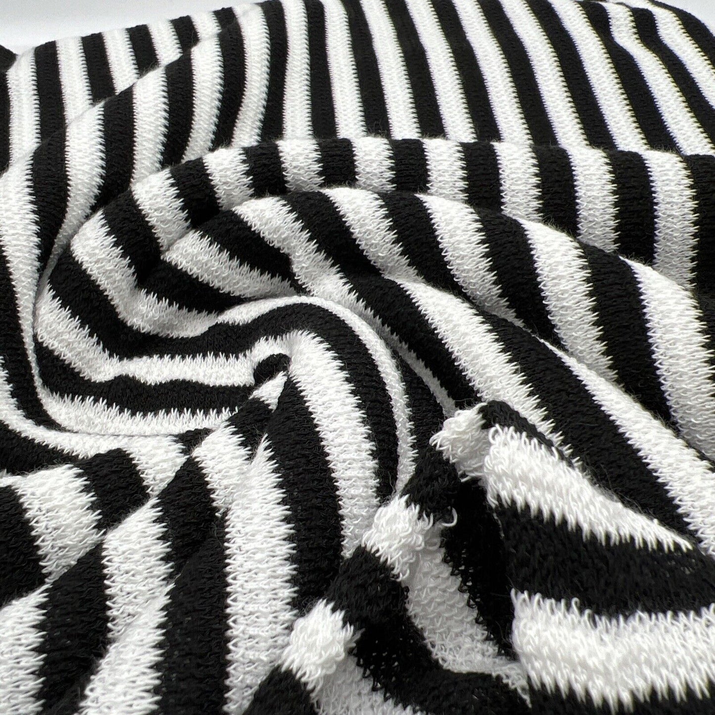Black White Stripe Knitted Stretch Fabric
