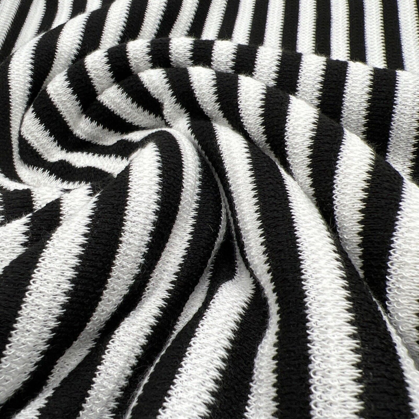 Black White Stripe Knitted Stretch Fabric