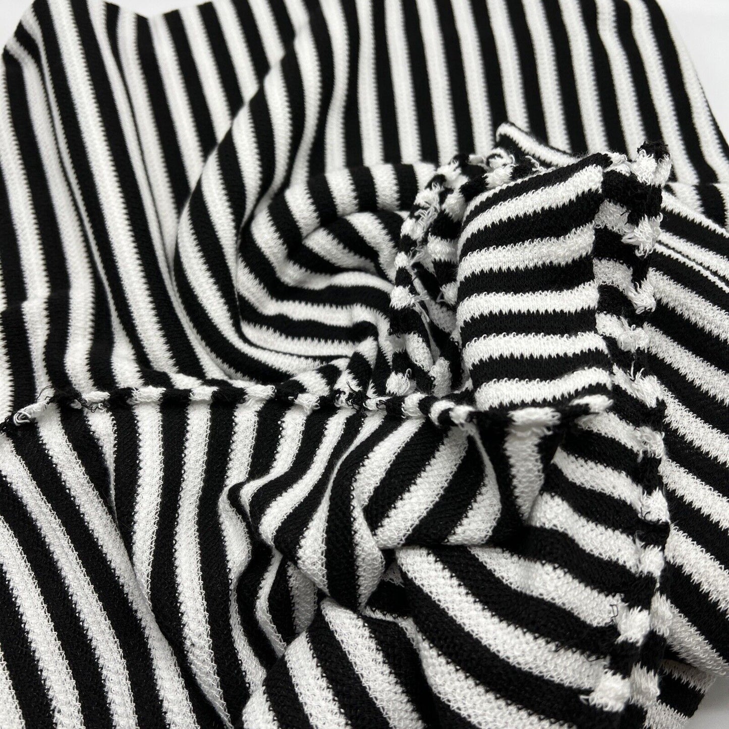 Black White Stripe Knitted Stretch Fabric