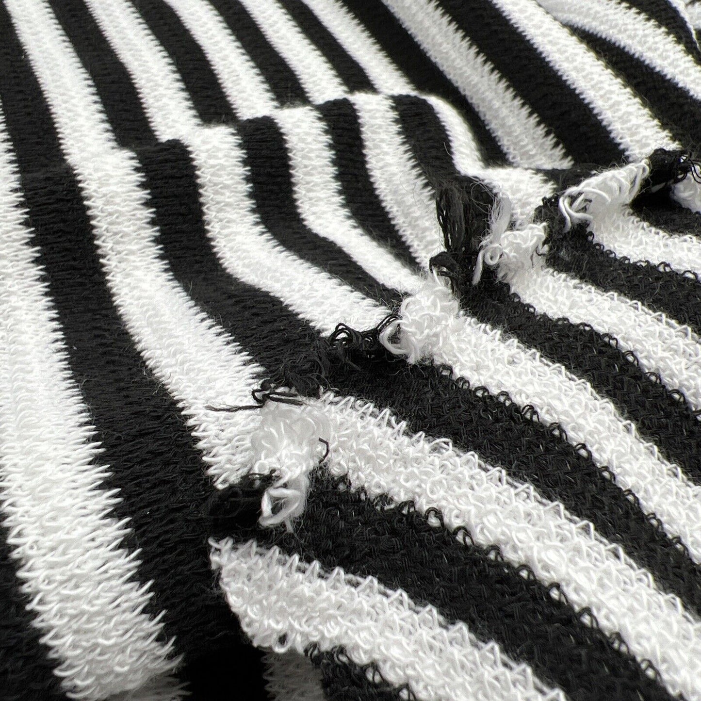 Black White Stripe Knitted Stretch Fabric