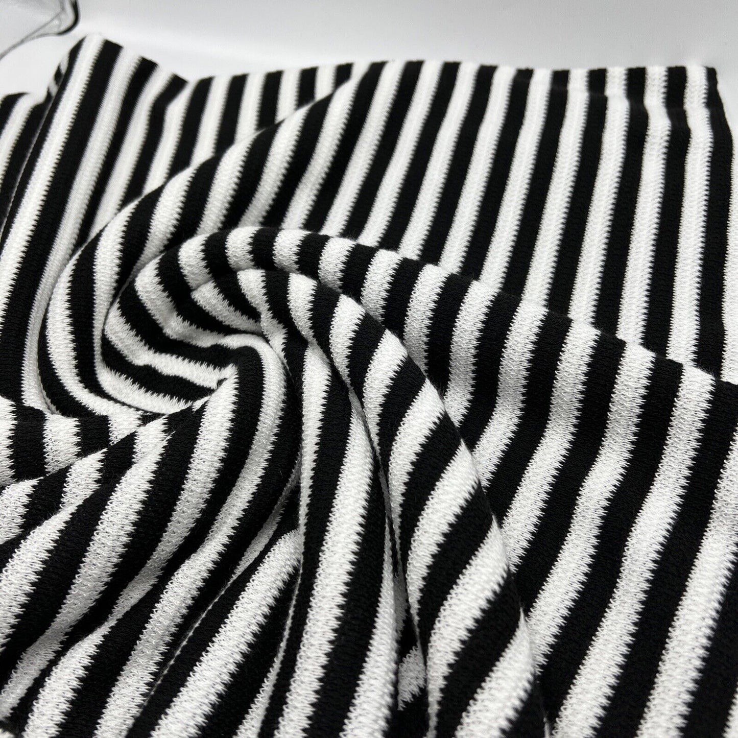 Black White Stripe Knitted Stretch Fabric