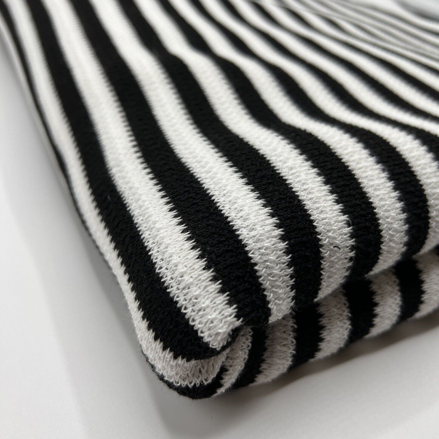 Black White Stripe Knitted Stretch Fabric