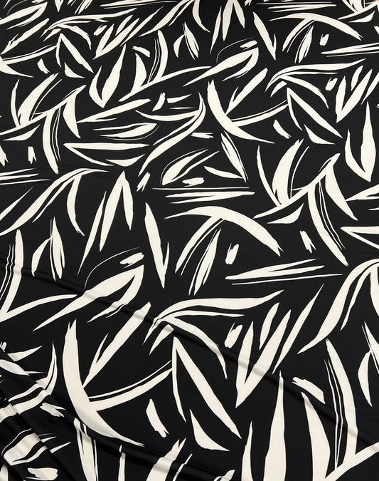Black White Swirl Print ITY Fabric 2 Way Stretch
