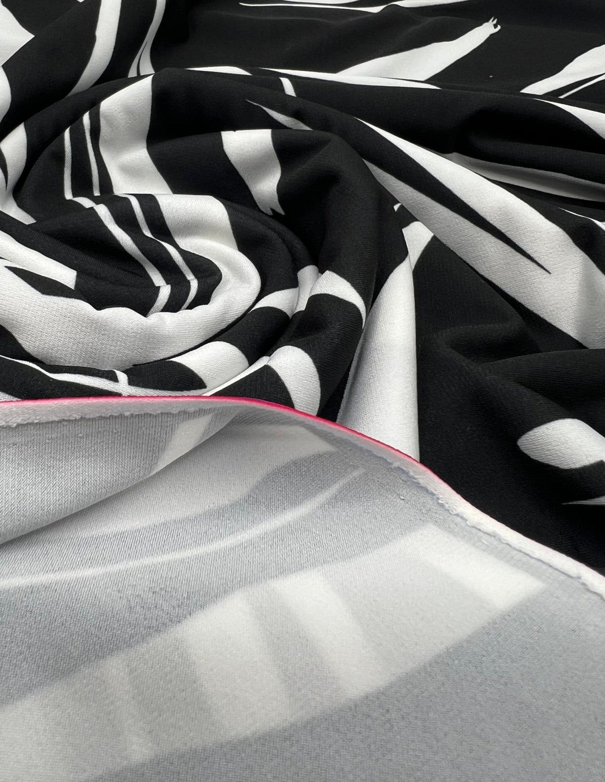 Black White Swirl Print ITY Fabric 2 Way Stretch