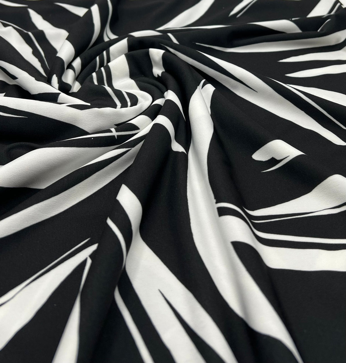 Black White Swirl Print ITY Fabric 2 Way Stretch