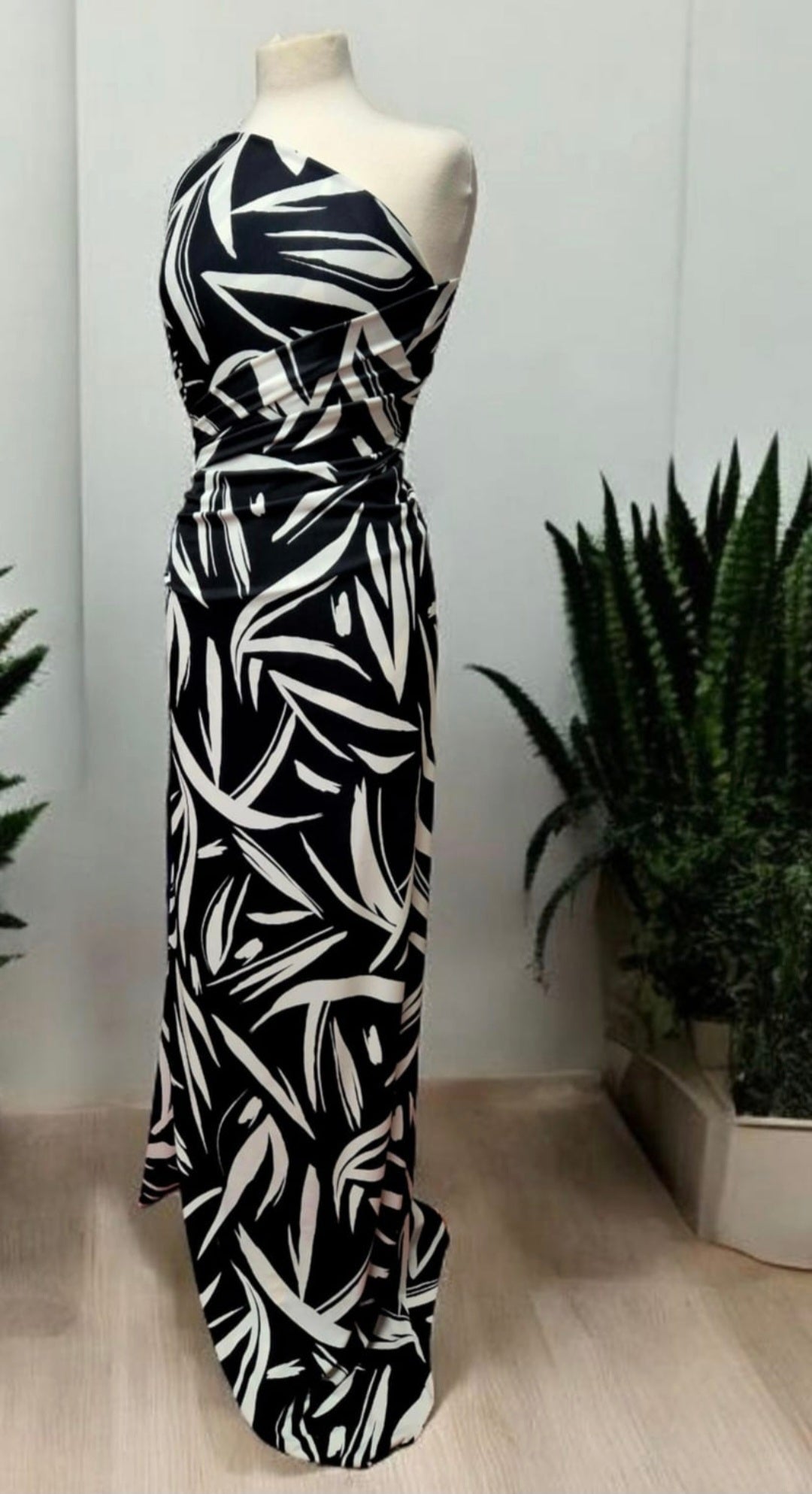 Black White Swirl Print ITY Fabric 2 Way Stretch