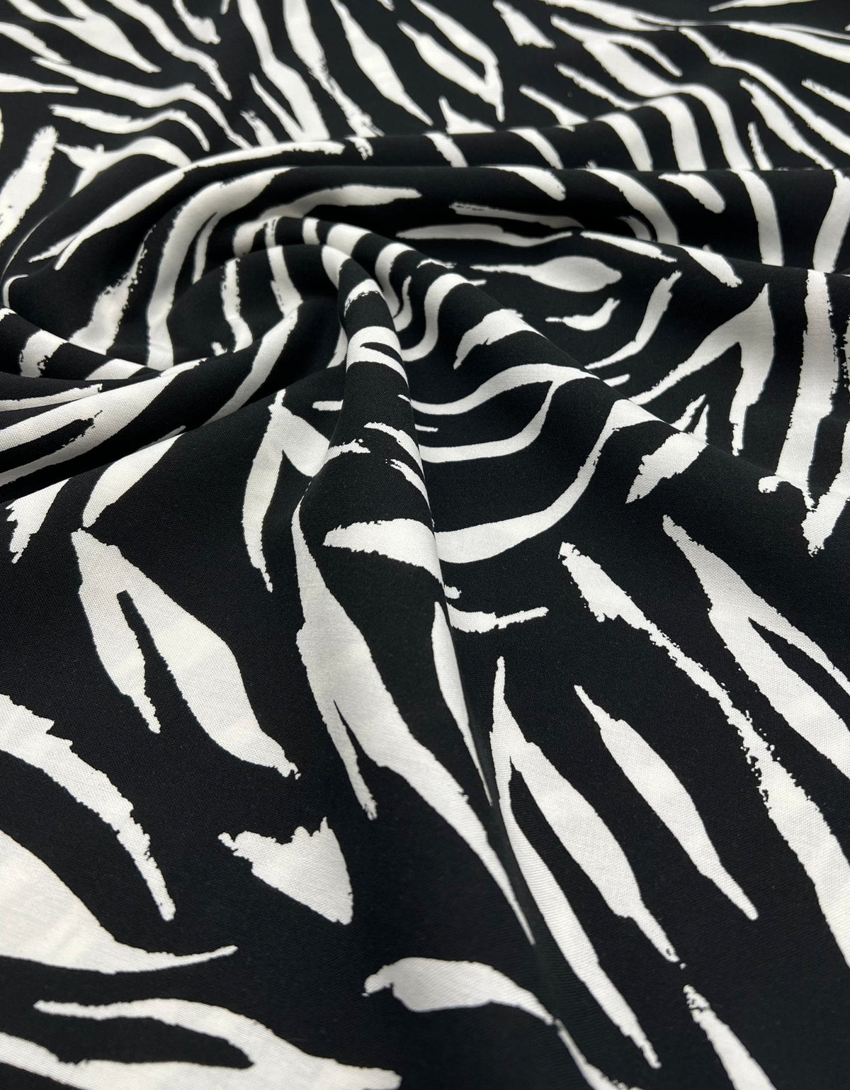Black White Zebra Animal Lightweight Non Stretch Woven Fabric