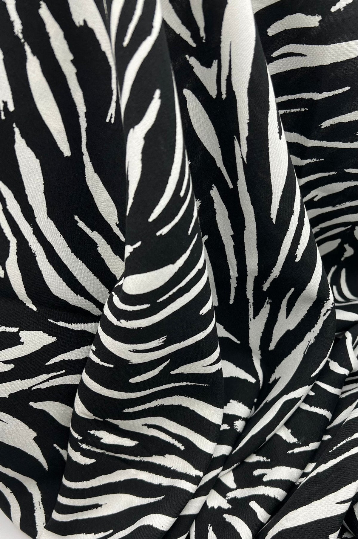 Black White Zebra Animal Lightweight Non Stretch Woven Fabric