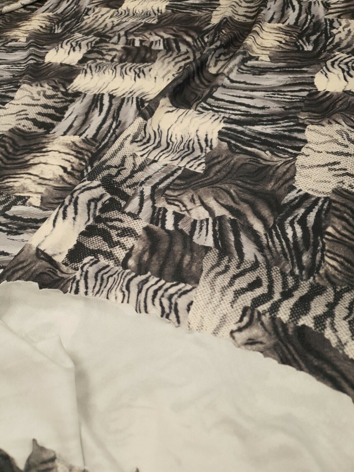 Black & White Zebra Mix Print Lightweight Jersey Crepe Fabric 4 Way Stretch