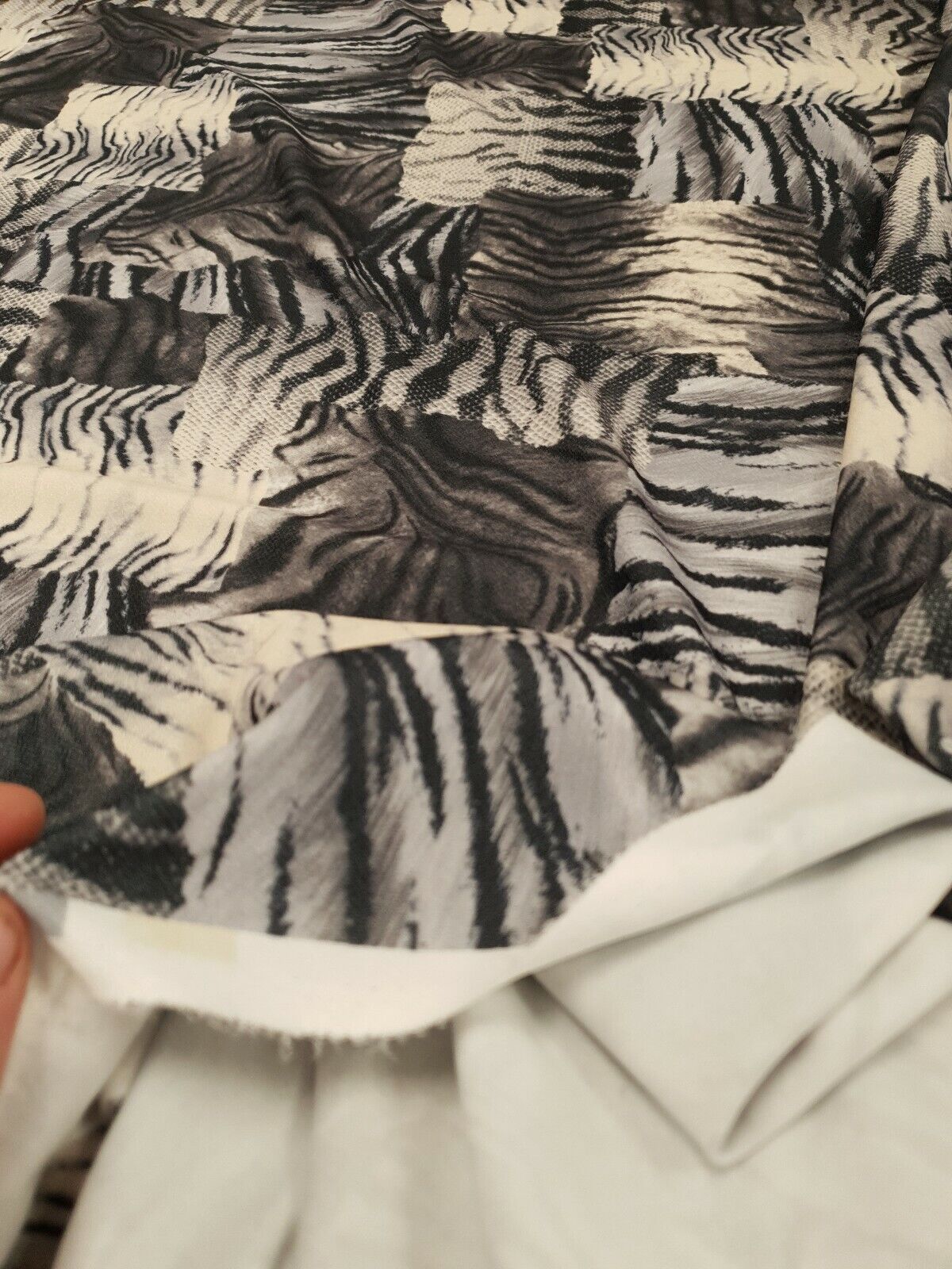 Black & White Zebra Mix Print Lightweight Jersey Crepe Fabric 4 Way Stretch