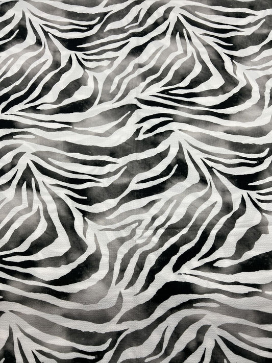 Black Zebra Print Lightweight Bubble Crepe Non Stretch Fabric