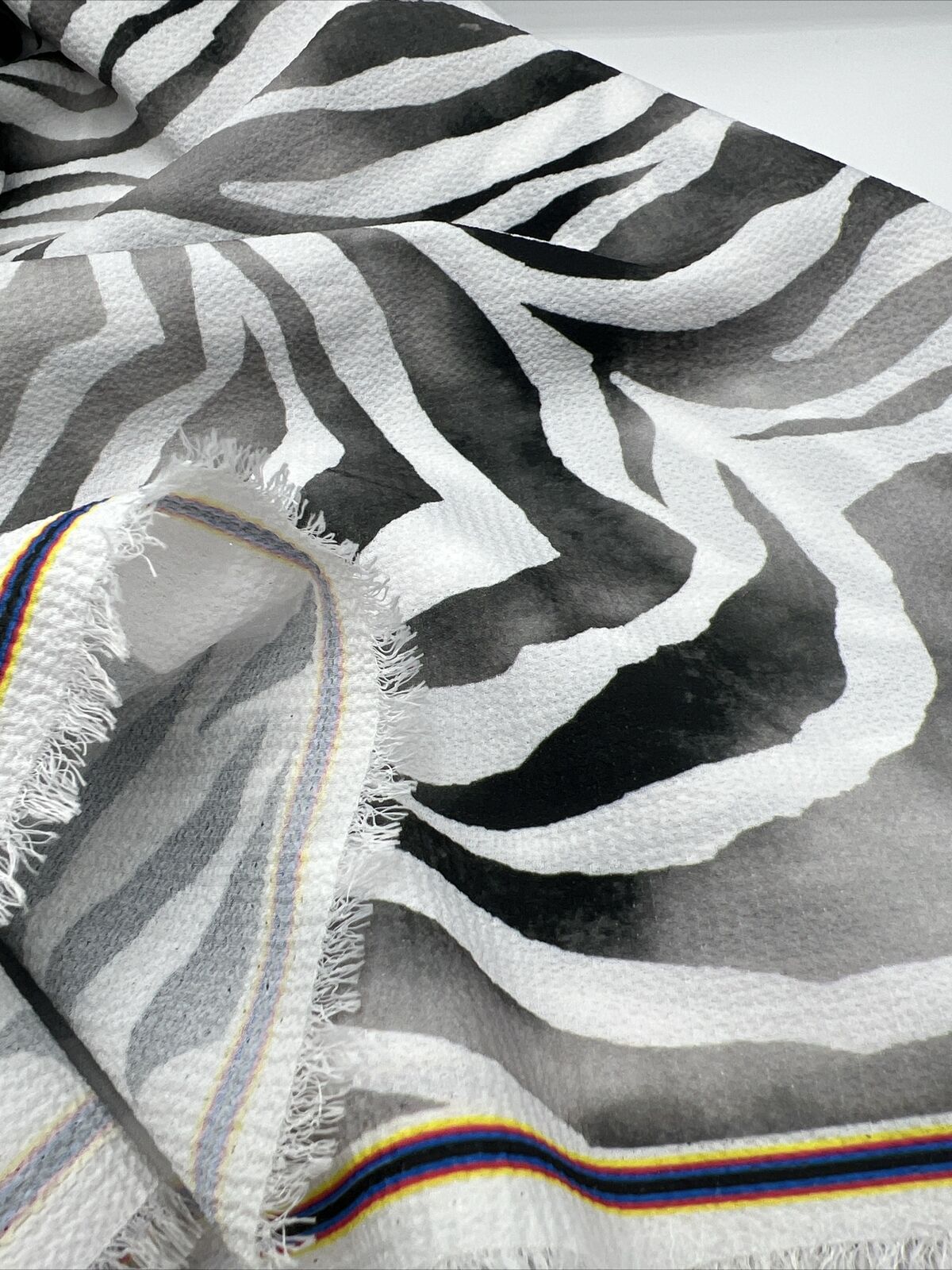 Black Zebra Print Lightweight Bubble Crepe Non Stretch Fabric