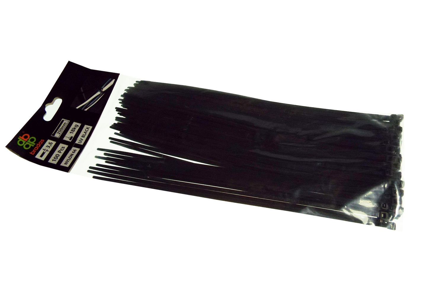 100 Cable Ties (4.8mm x 250mm) Black