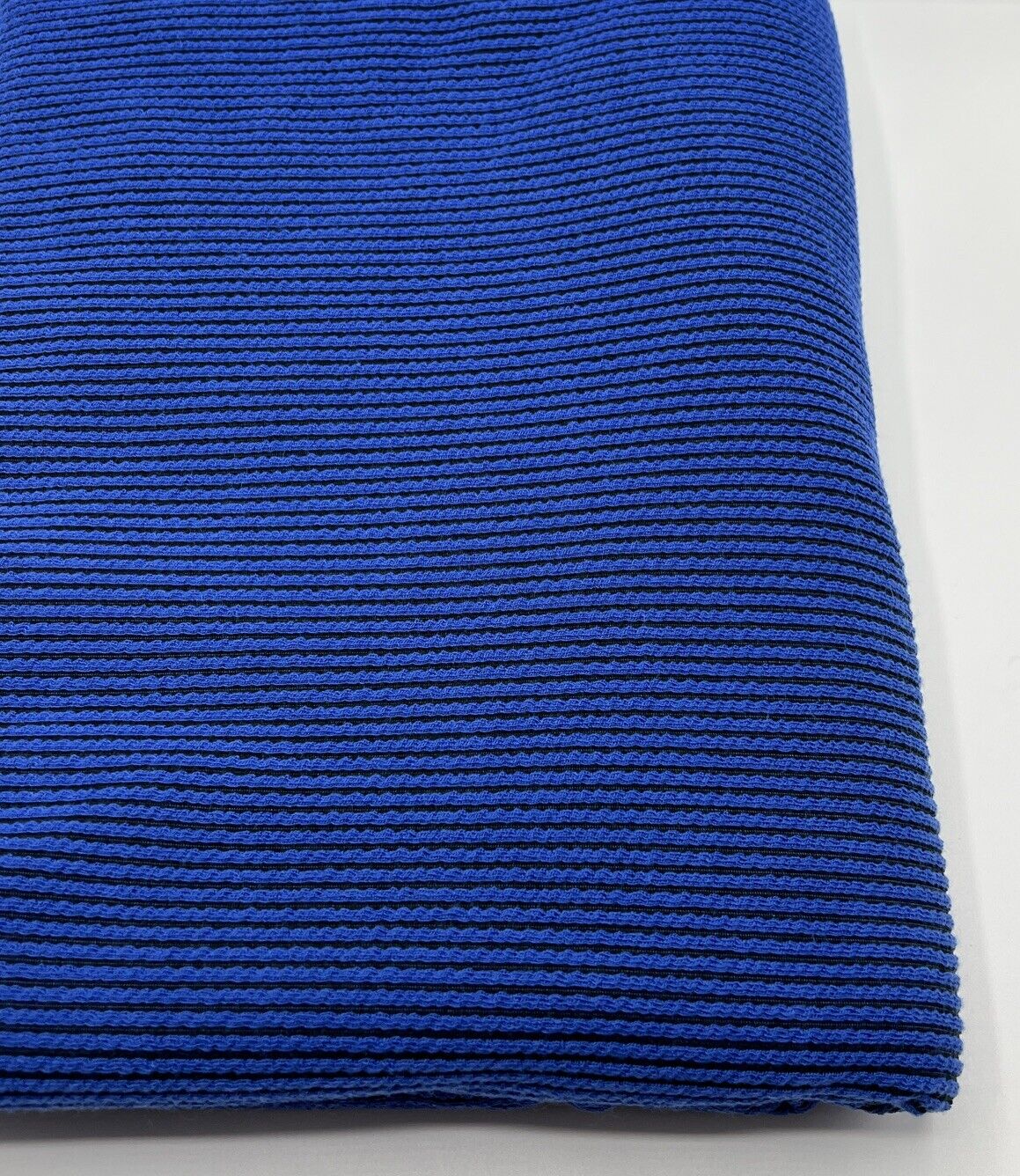 Blue & Black Crinkle Rib Stretch Fabric