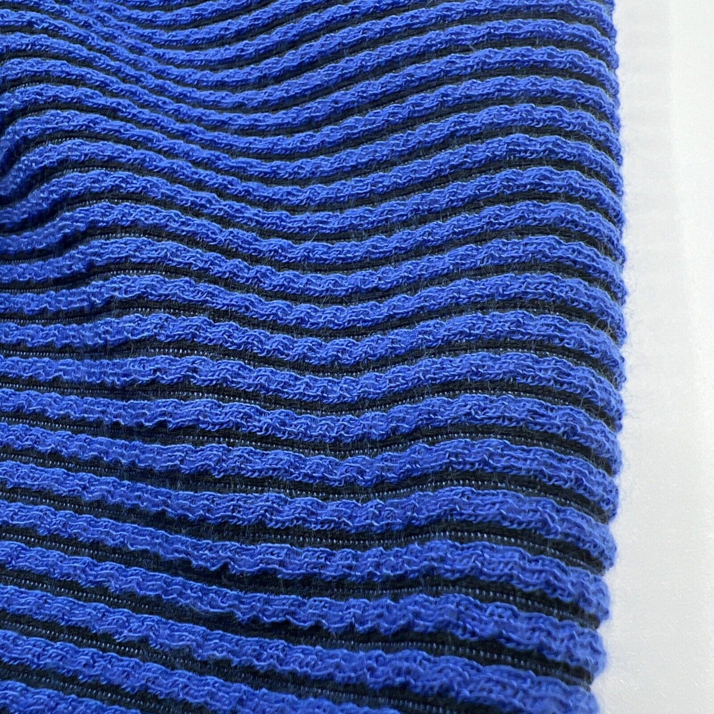 Blue & Black Crinkle Rib Stretch Fabric