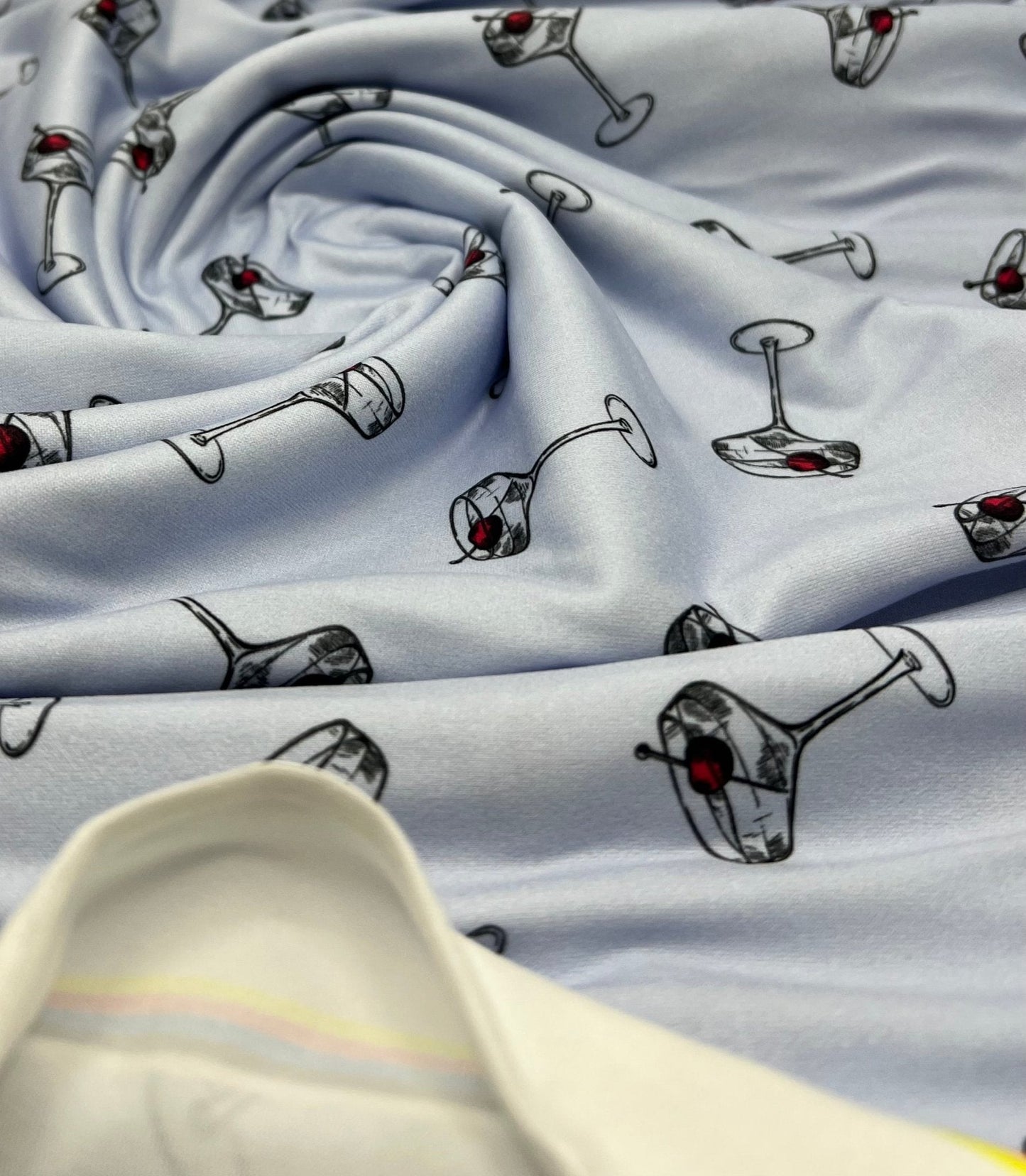 Blue Cocktail Super Soft Print Spun Poly Stretch Fabric