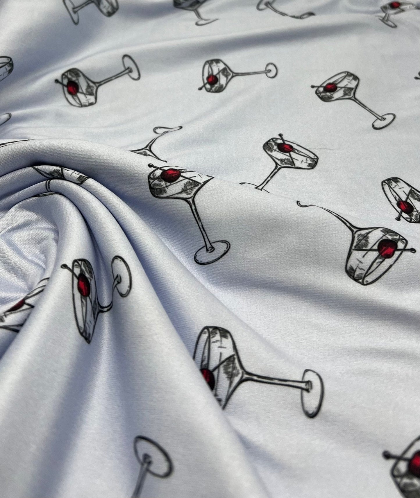 Blue Cocktail Super Soft Print Spun Poly Stretch Fabric