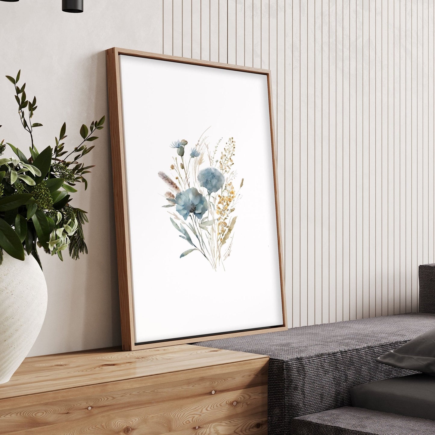 Blue Color Wall Art | Set of 3 Botanical Wall art Prints