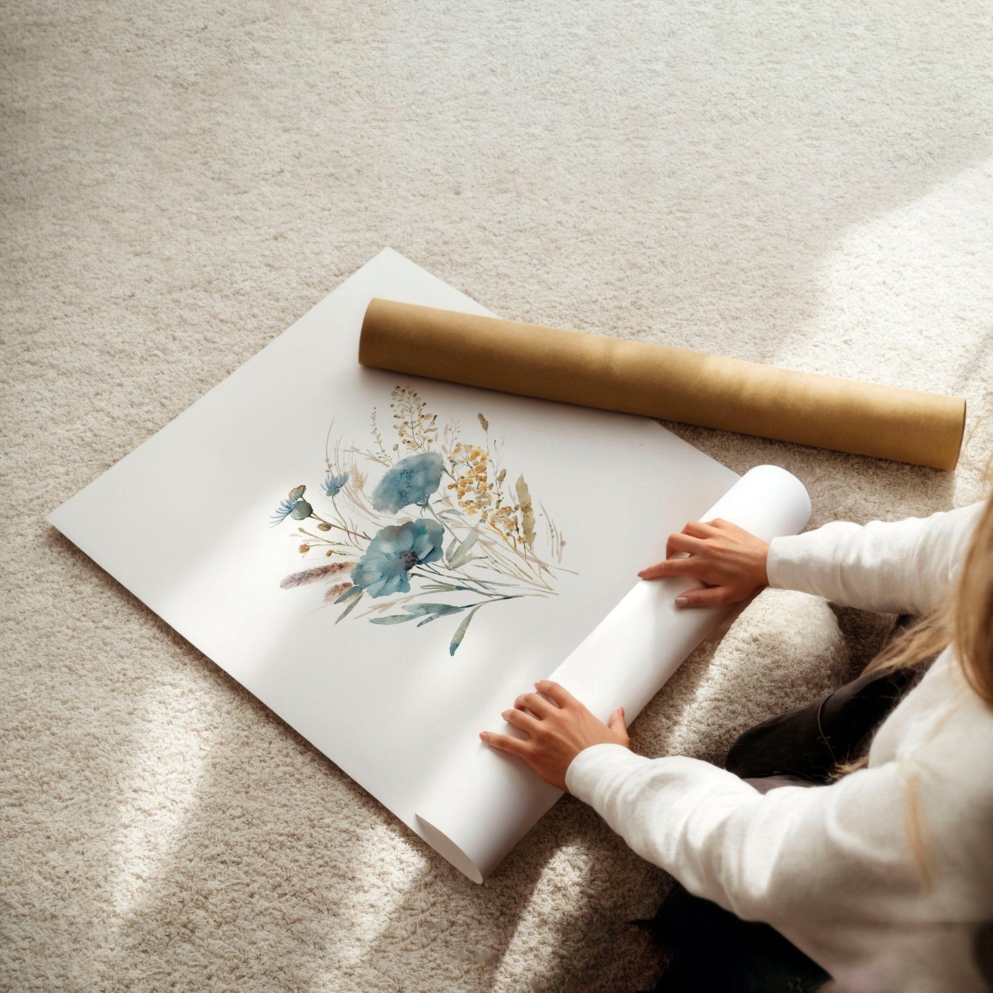 Blue Color Wall Art | Set of 3 Botanical Wall art Prints