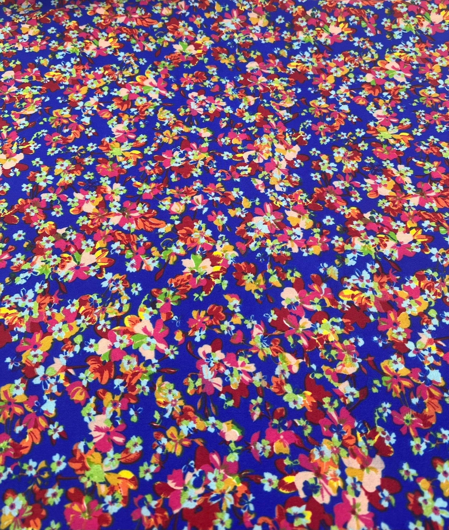 Blue Ditsy Floral Lightweight Non Stretch Woven Fabric