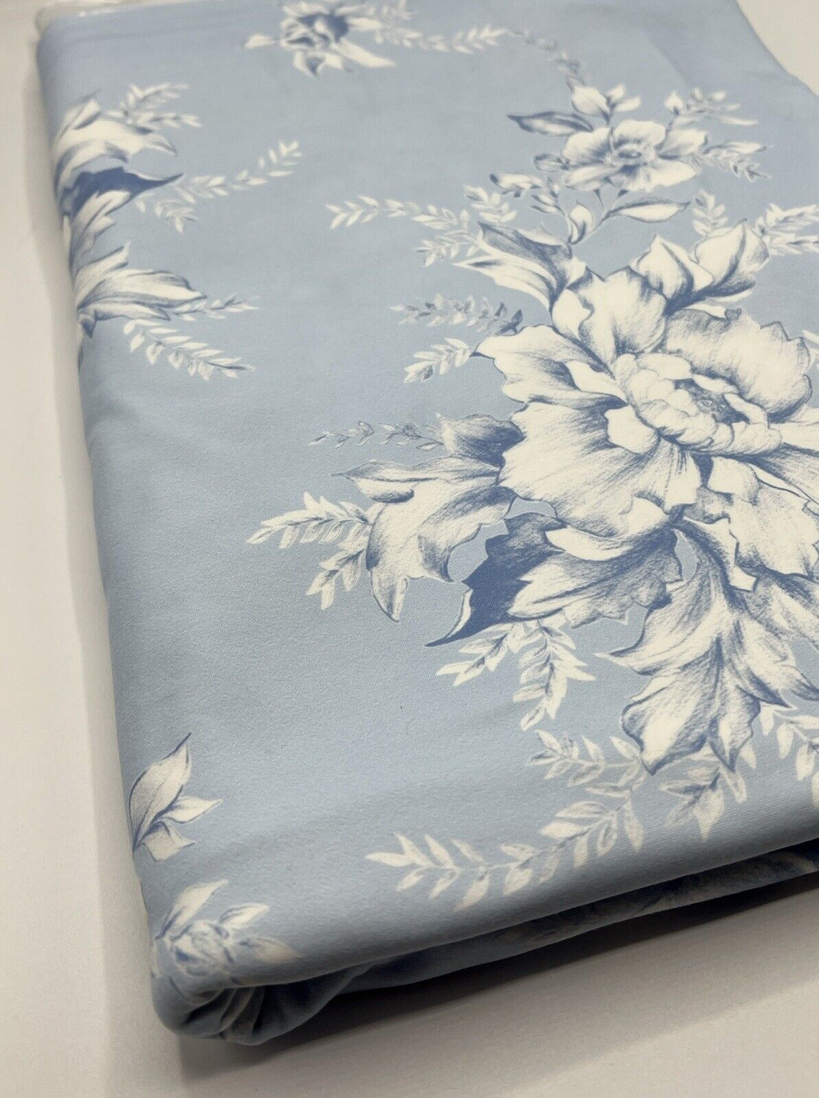 Blue Floral Print Super Soft Spun Poly Stretch Fabric