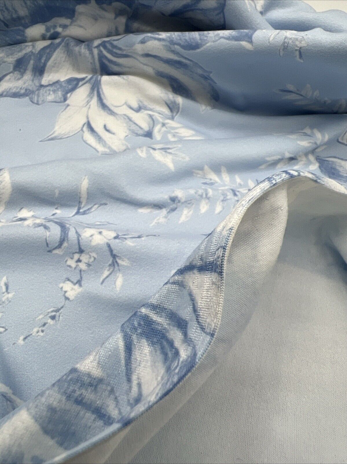 Blue Floral Print Super Soft Spun Poly Stretch Fabric