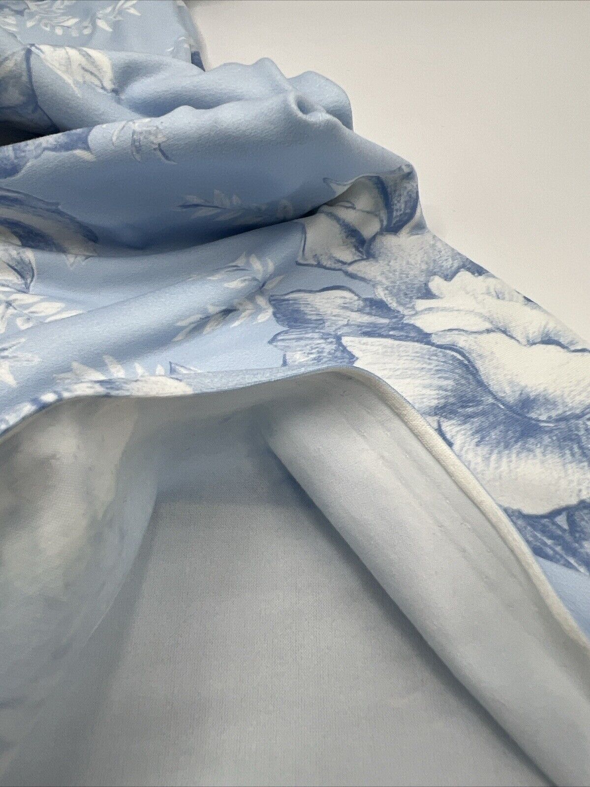 Blue Floral Print Super Soft Spun Poly Stretch Fabric