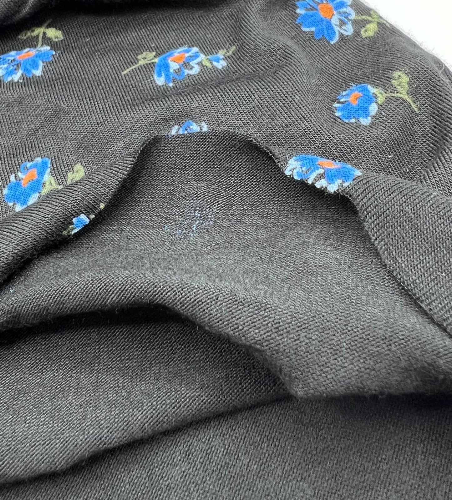 Blue Floral Print Viscose Elastane Fabric
