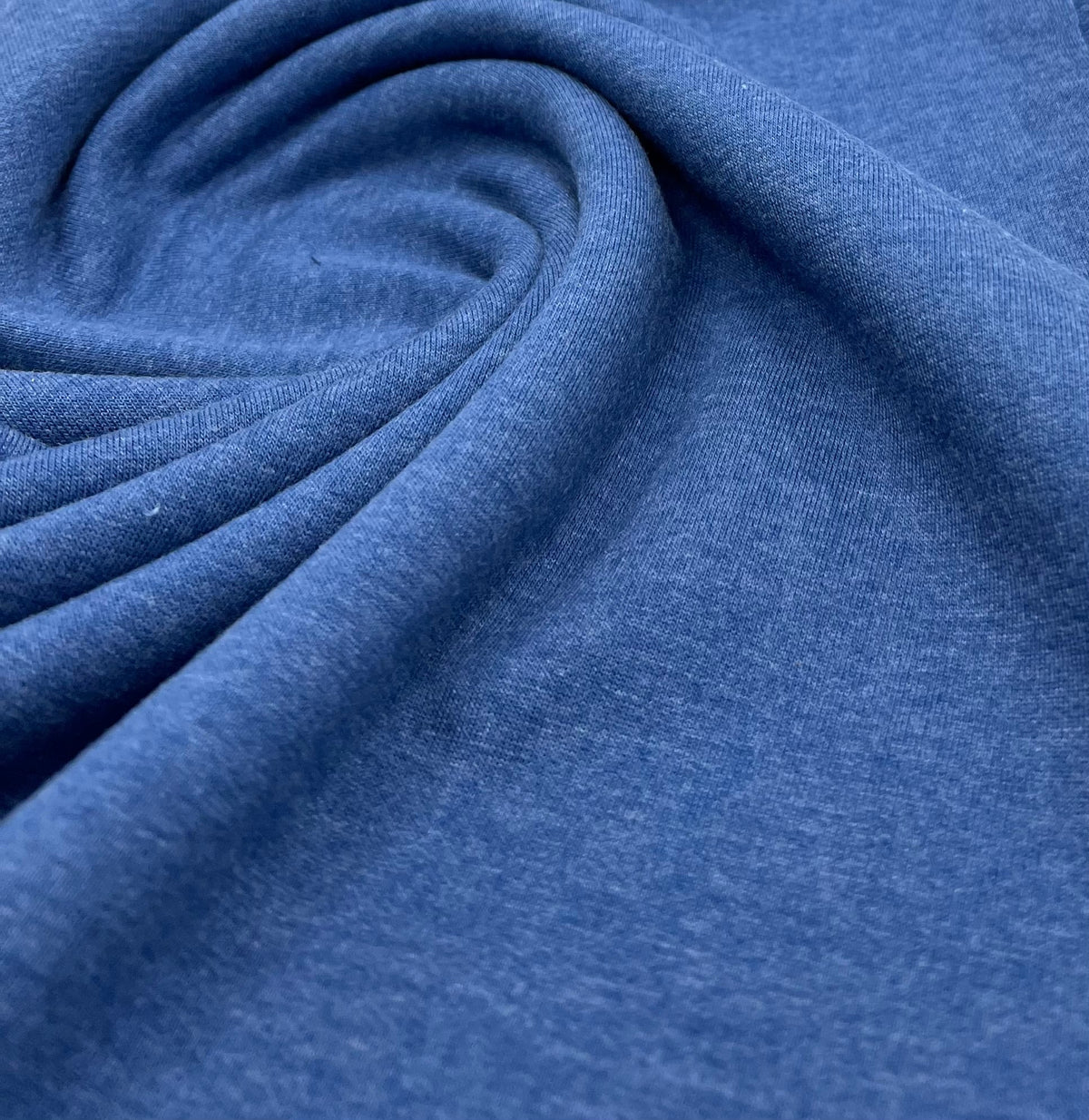 Denim Blue French Terry Loopback Cotton Jersey 230 GSM 95/5 Lycra 4 Way Stretch