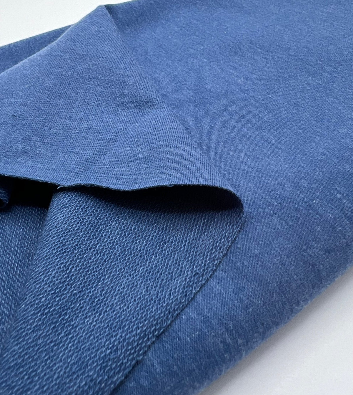 Denim Blue French Terry Loopback Cotton Jersey 230 GSM 95/5 Lycra 4 Way Stretch