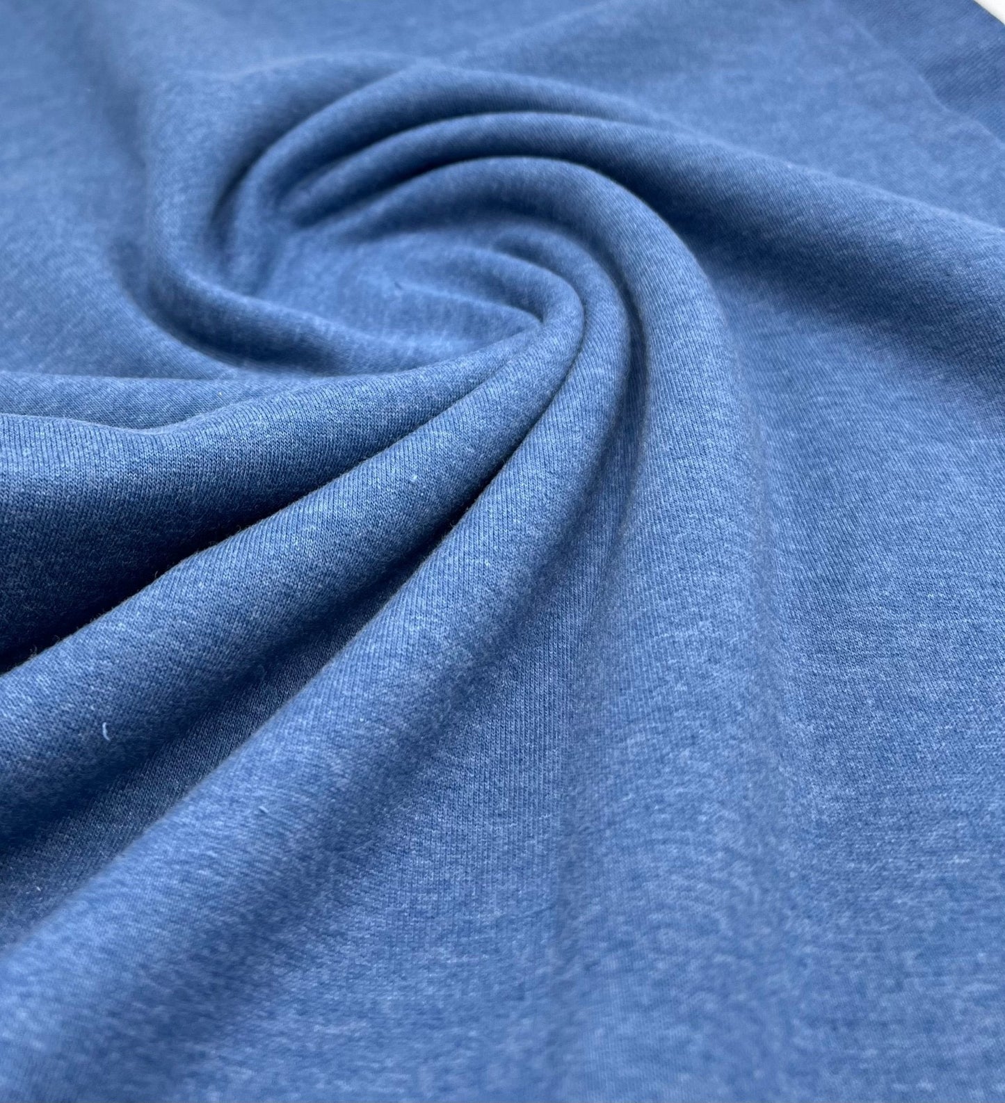 Denim Blue French Terry Loopback Cotton Jersey 230 GSM 95/5 Lycra 4 Way Stretch
