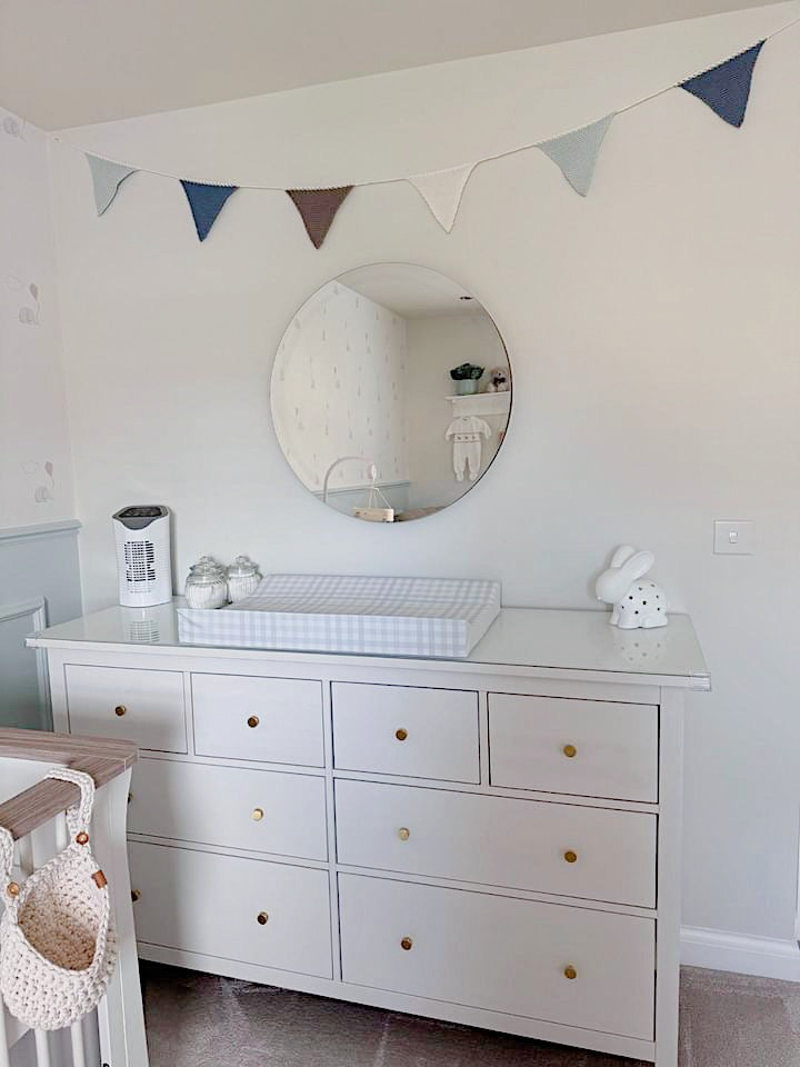 Anti-Roll Wedge Changing Mat - Baby Blue Gingham