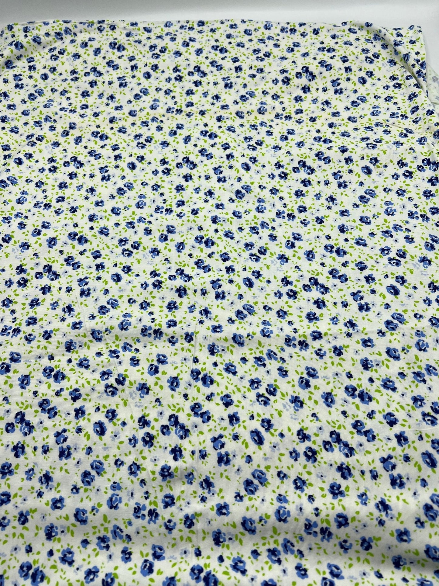 Blue Ivory Floral Print Viscose Elastane Fabric