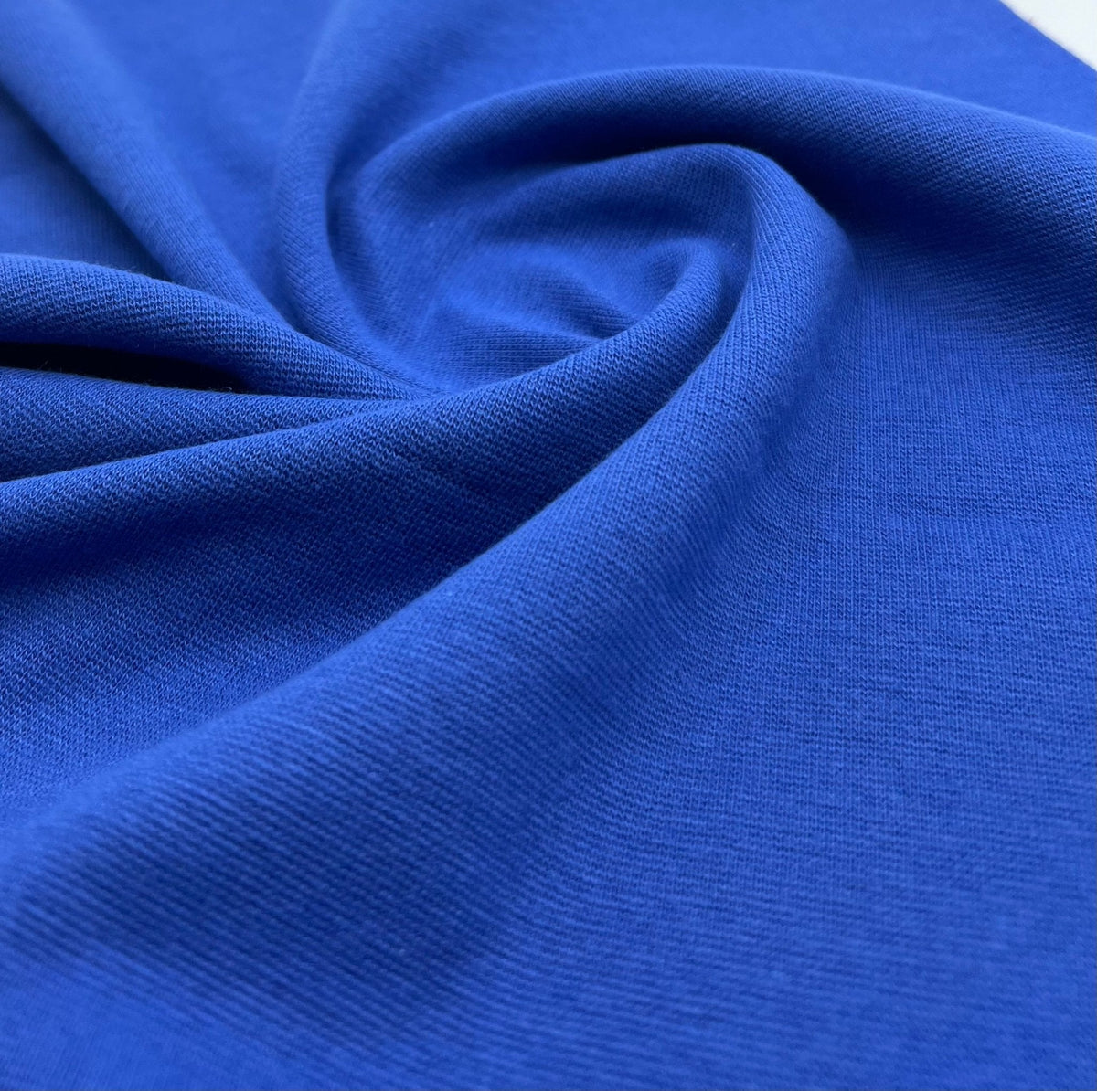 Blue Jersey Cuffing Ribbing Fabric 270 GSM Cotton Knit 70cm Wide