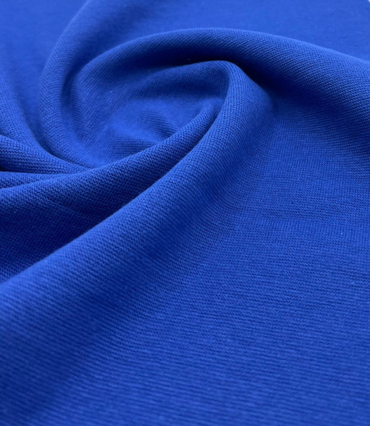 Blue Jersey Cuffing Ribbing Fabric 270 GSM Cotton Knit 70cm Wide