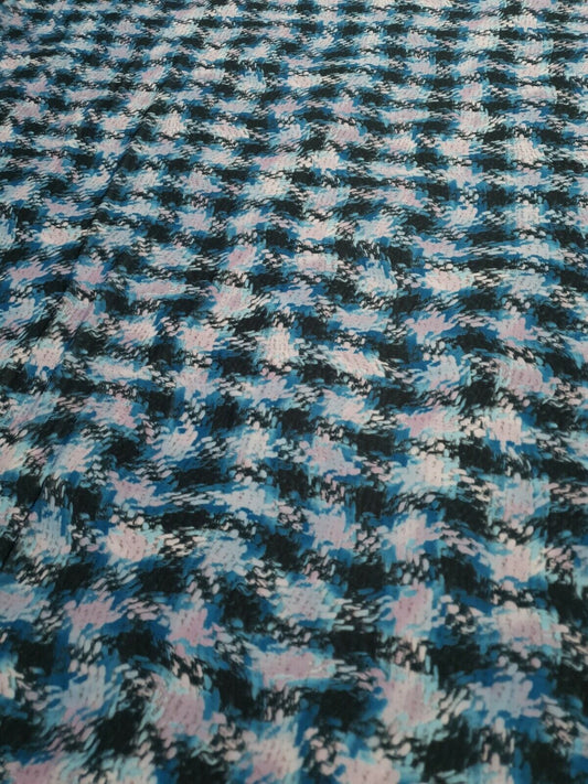 Blue Mix Printed Lightweight Jersey Crepe Fabric 4 Way Stretch