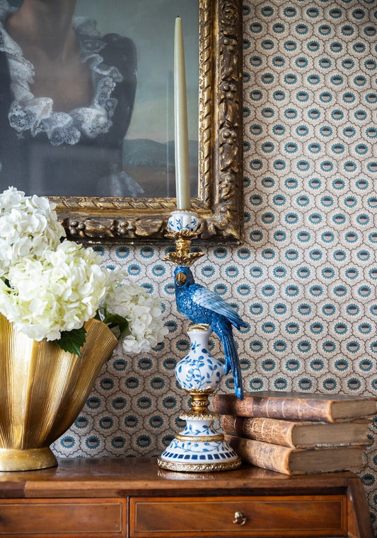 Blue Parrot Decorative Tall Candle Holder- 40 Cm Right