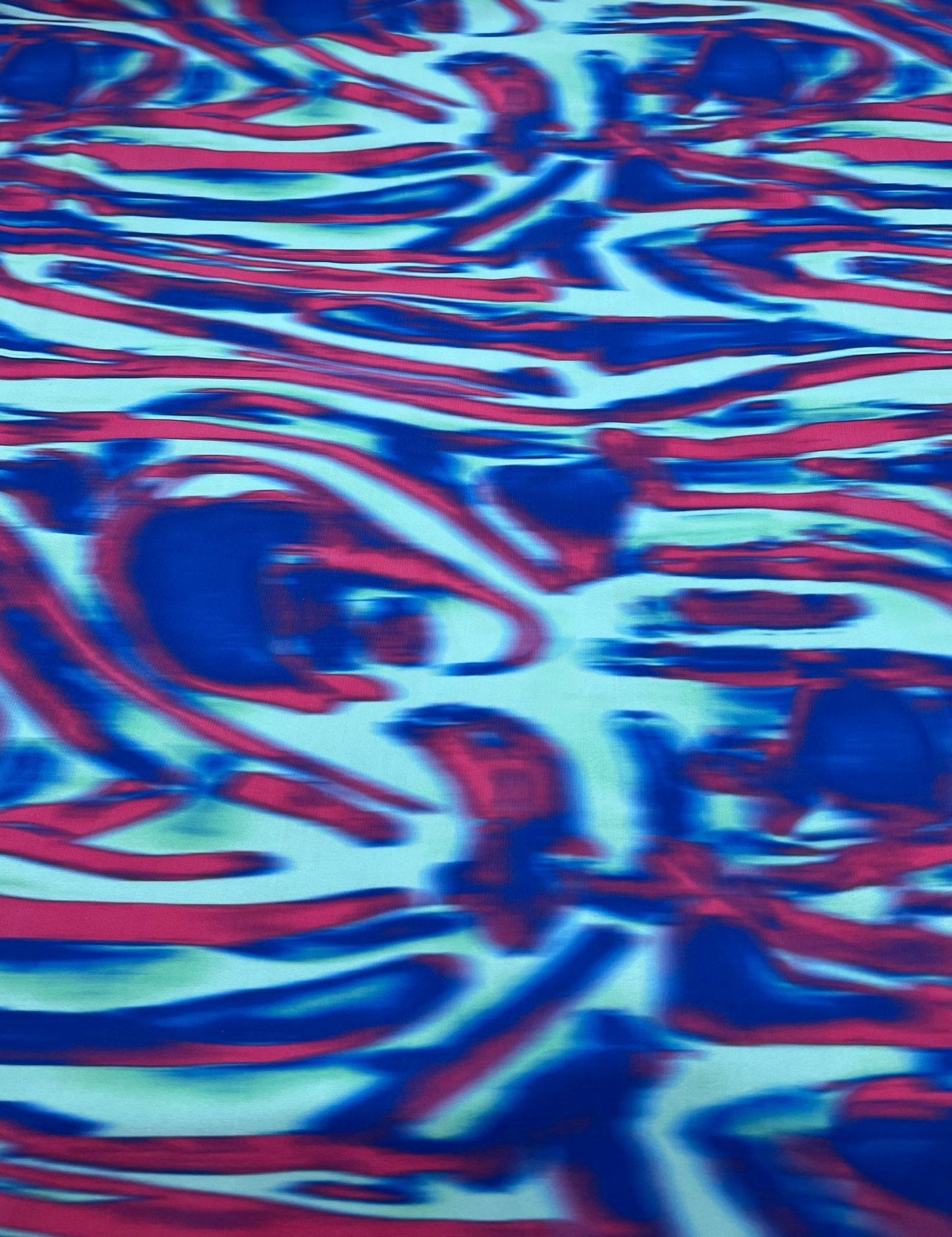 Blue Pink Mix Print ITY Fabric 2 Way Stretch