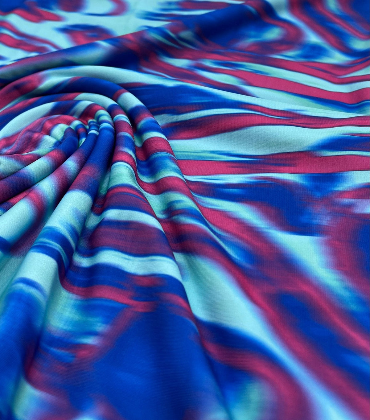 Blue Pink Mix Print ITY Fabric 2 Way Stretch